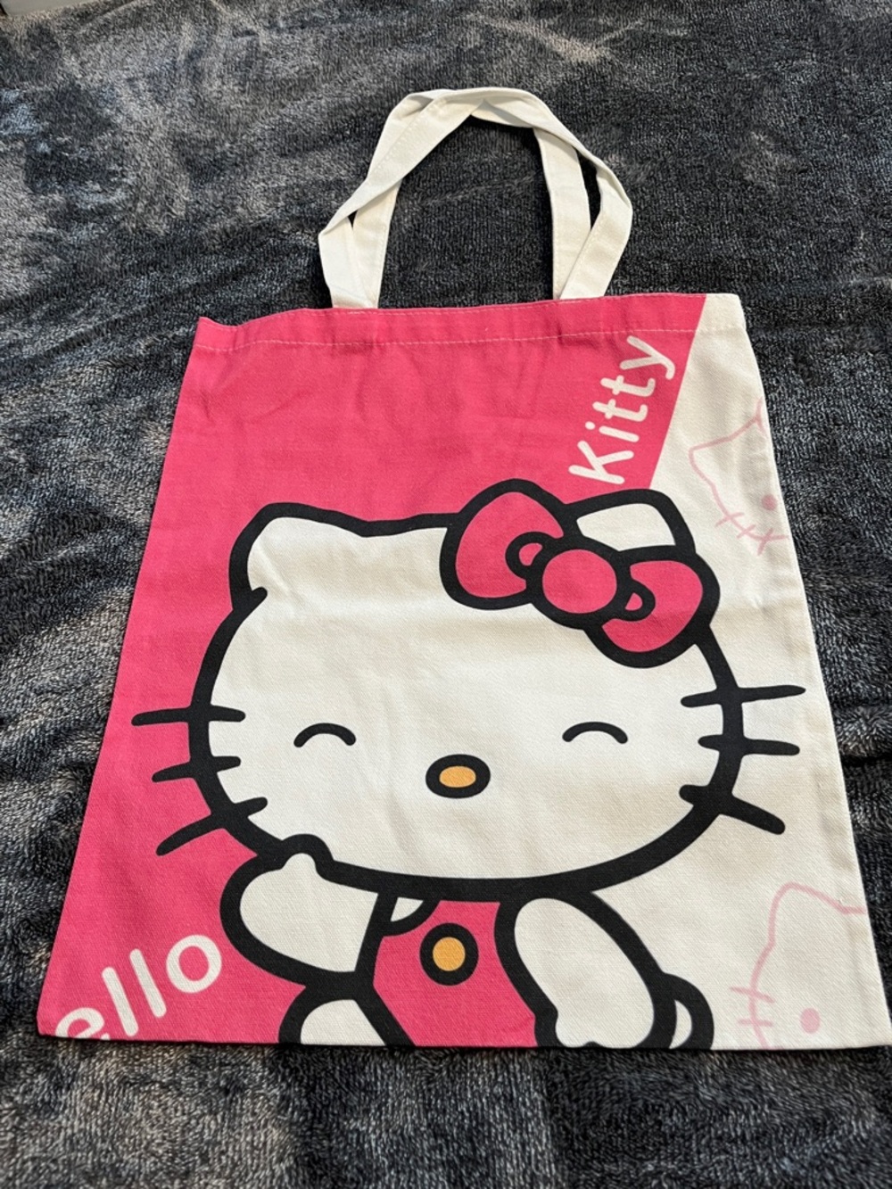 Hello Kitty Pink & White Graphic Canvas Tote Bag